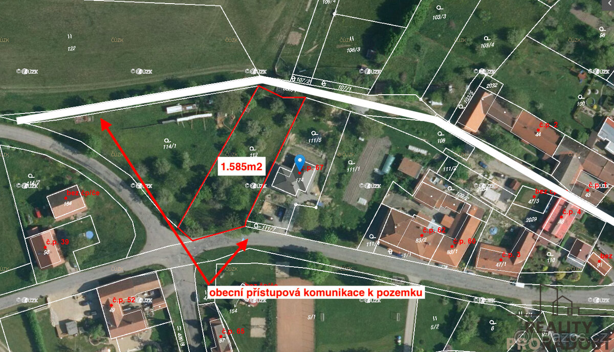 Prodej stavebního pozemku, 1585m2, Střemošice