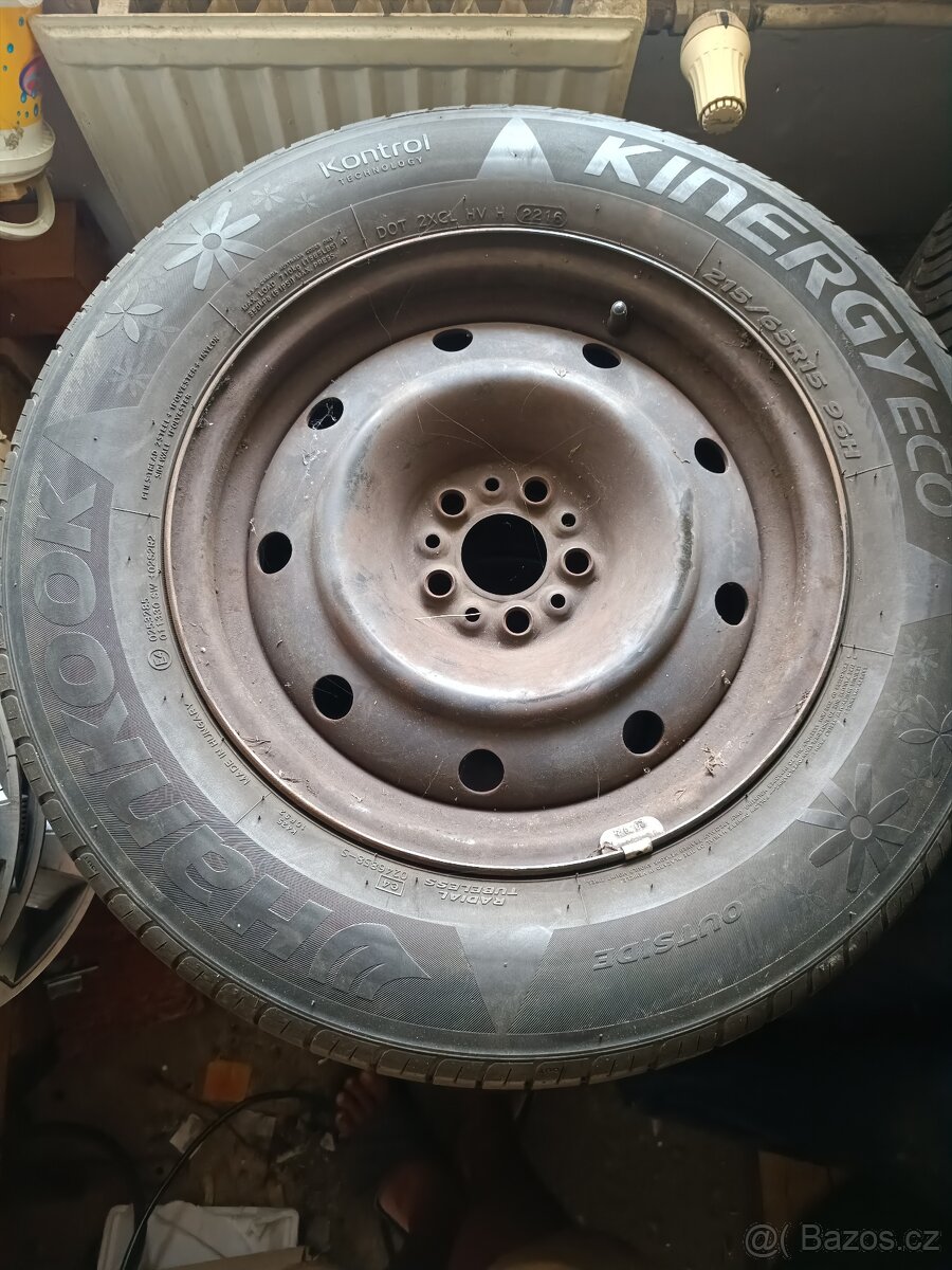 Plechove disky 5x98 + pneu 215/65/15