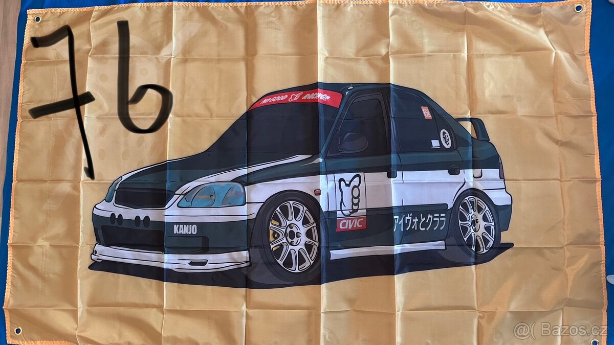 Baner - vlajka - prapor HONDA Civic EK3 Sedan. 90x150 cm