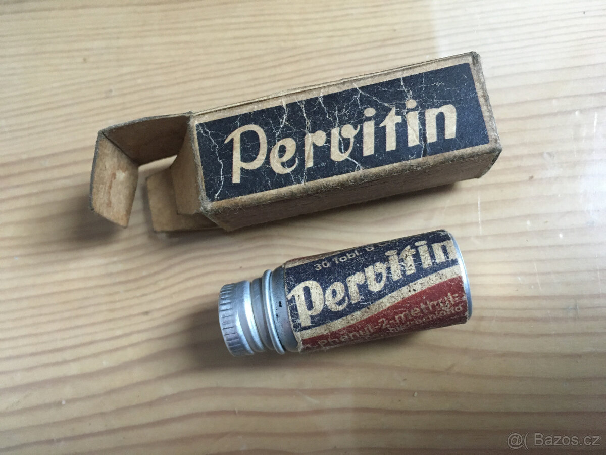 Starožitná německá doza na PERVITIN z WW2