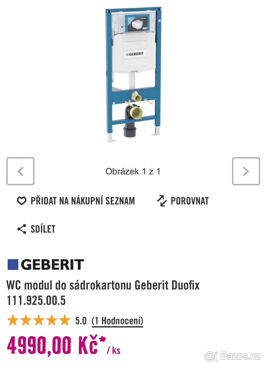 Geberit Duofix do lehké stěny + uchycení + tlumici podložka