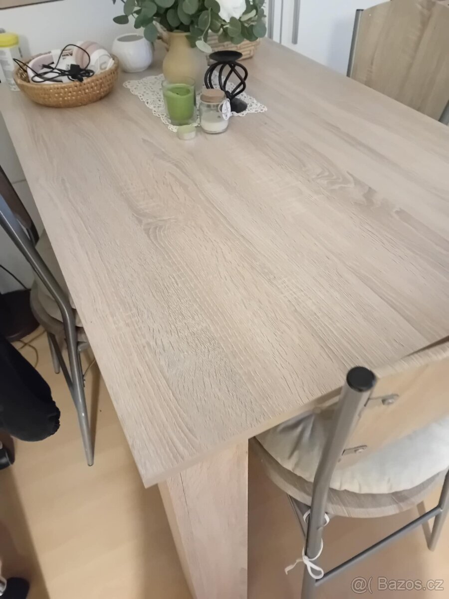 Stůl + 4 židle lamino, barva dub Sonoma