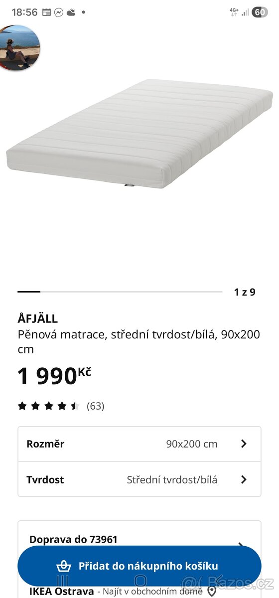 Matrace z ikea 90x200