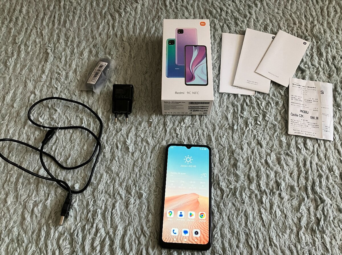 Redmi 9C NFC 2/32 GB, s krabicí a dokladem kupován 8.8.23