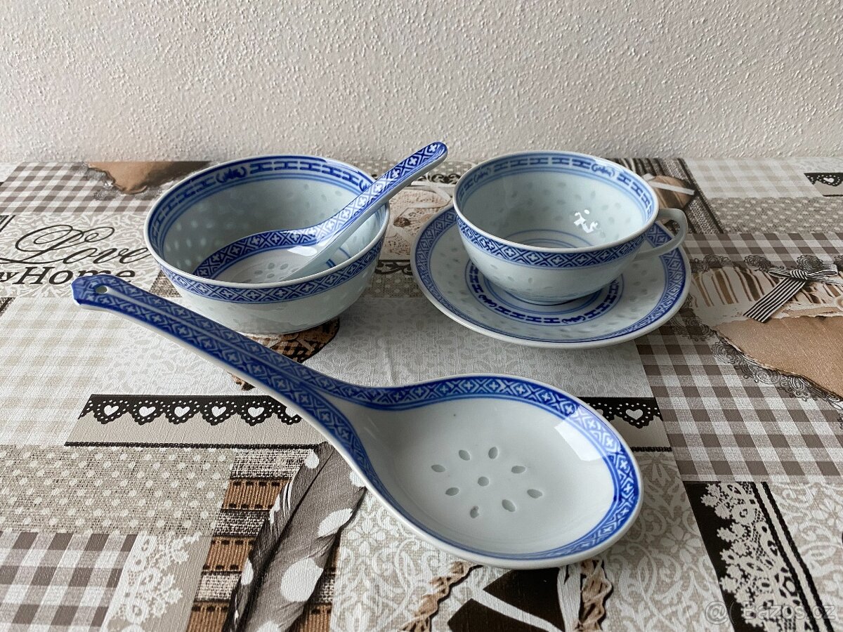 Nová retro souprava z čínského porcelánu I - rýžové zrno