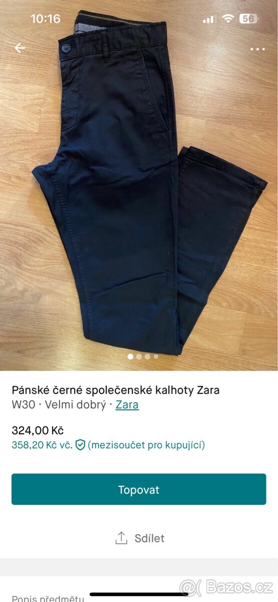 pánské černé společenské kalhoty Zara.
