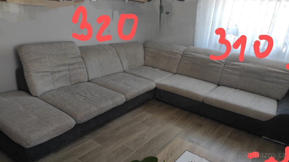 Velká sedací souprava tvar L.