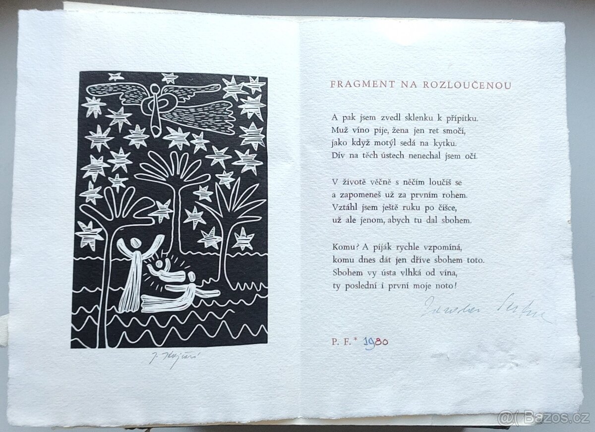 Jaroslav Seifert Fragment na rozloučenou, grafika