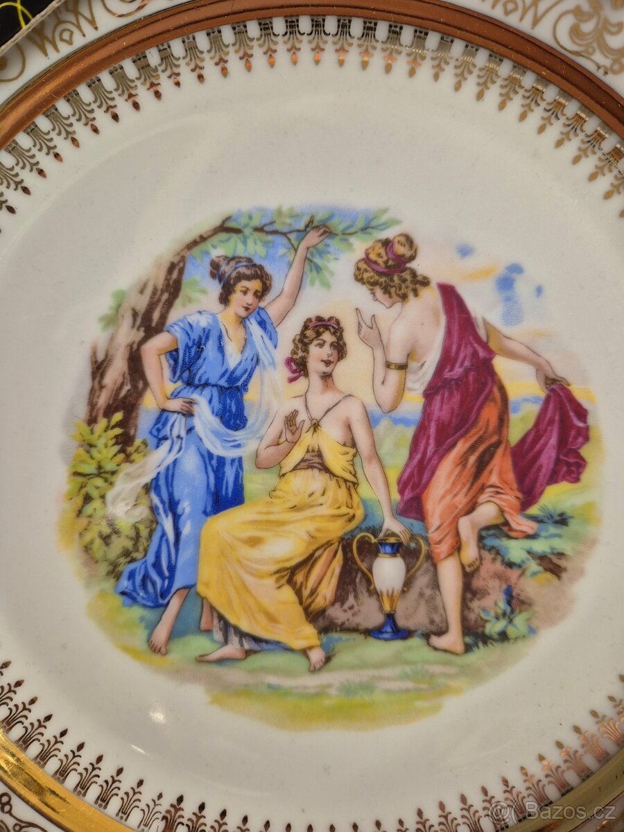 2x talíř 3 Grácie, Fine Bohemian China /NOVÝ/