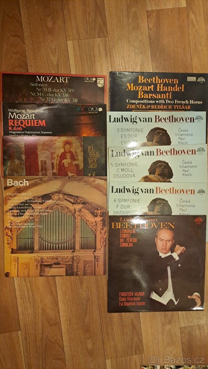 LP desky, Beethoven, Bach, Mozart, Tchaikovsky 9LP