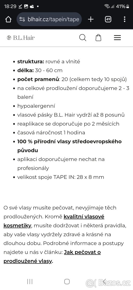Tape in vlasy