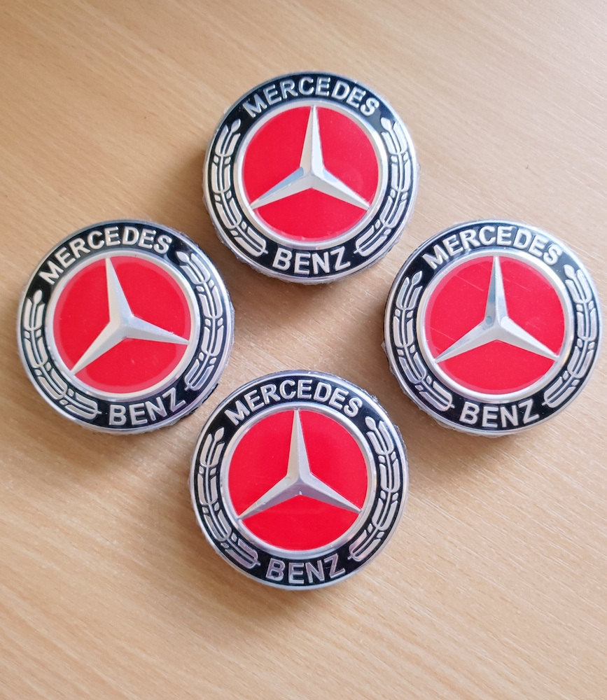 Pokličky na kola MERCEDES - červeno-černé žito/stříbrné