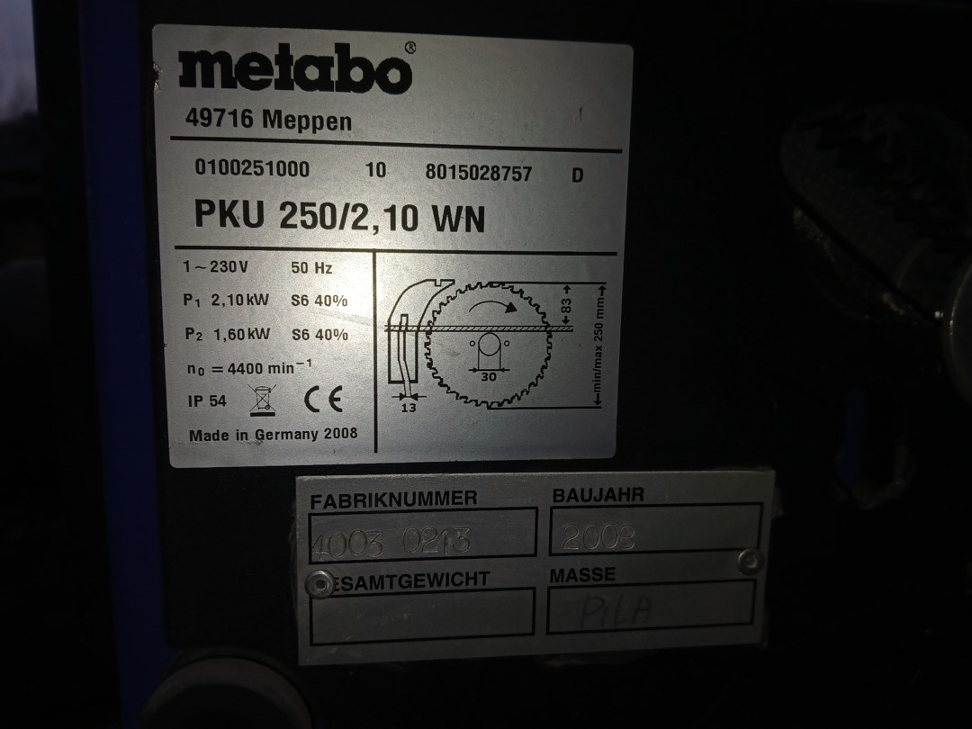 Pila okružní stolní Metabo PKU 250/2