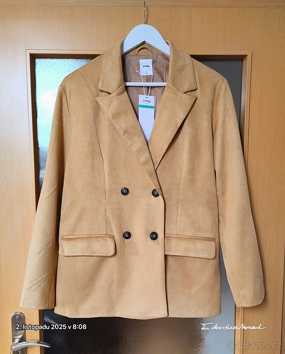 Dámské teplejší sako z umělého semiše v. Xl.