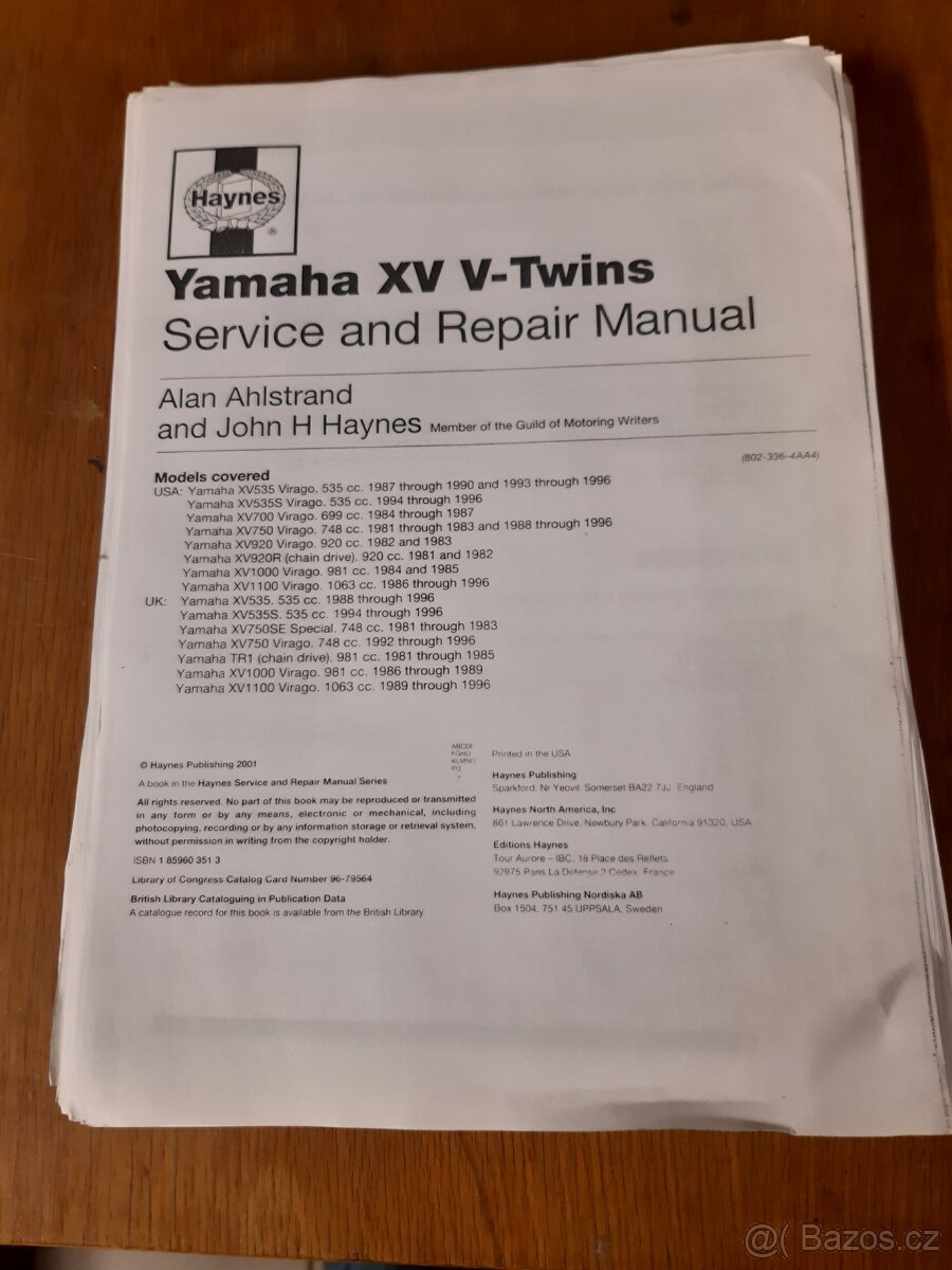 Yamaha XV Virago dílenská příručka