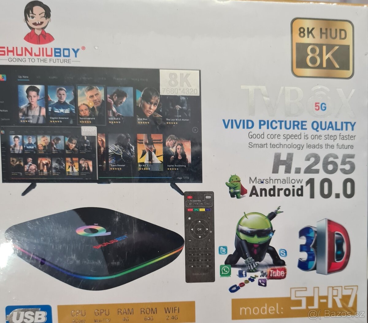 INTELIGENTNÍ TV BOX ANDROID 10.0 WIFI 64G 6K INTERNET HDR HD