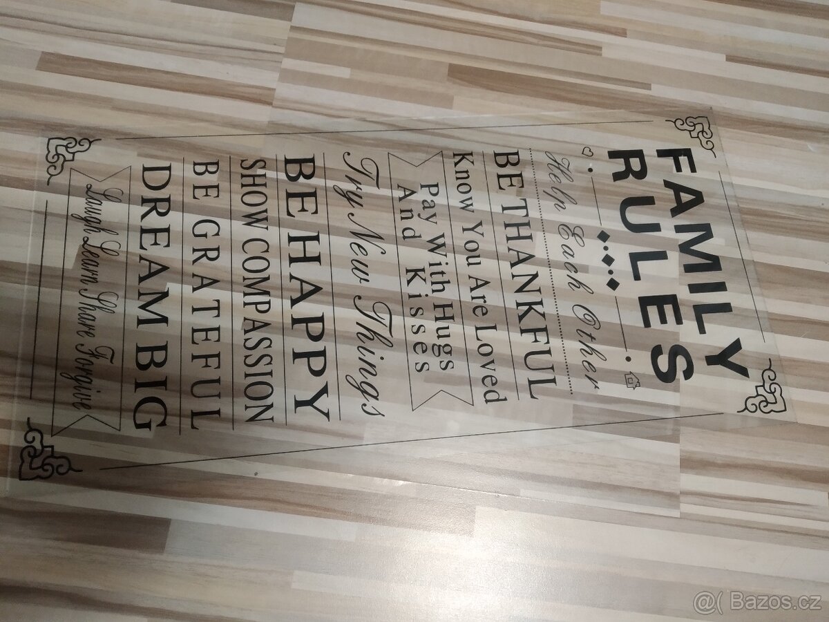 Skleněná dekorace Family Rules
