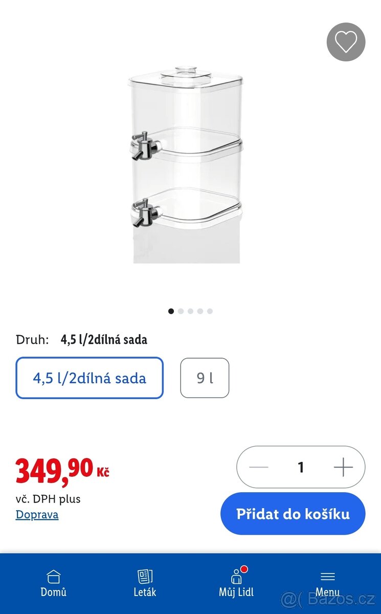 Nápojový dávkovač, nádoba na vodu