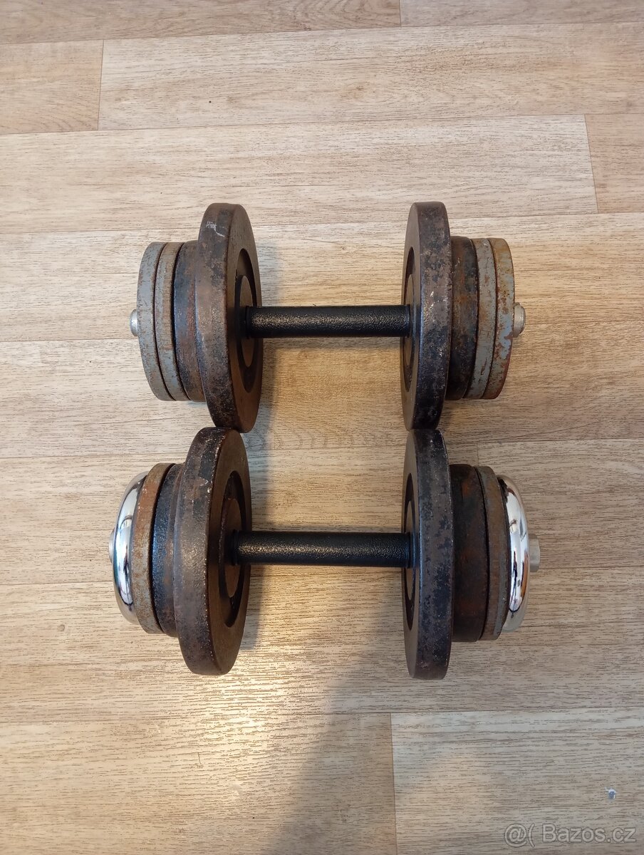 Činky 45 kg, 2 x 22,5 kg - železo