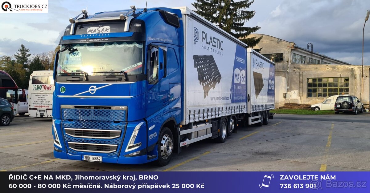 Práce pro řidiče kamionu. Měsíčně 60 000 – 80 000 Kč.