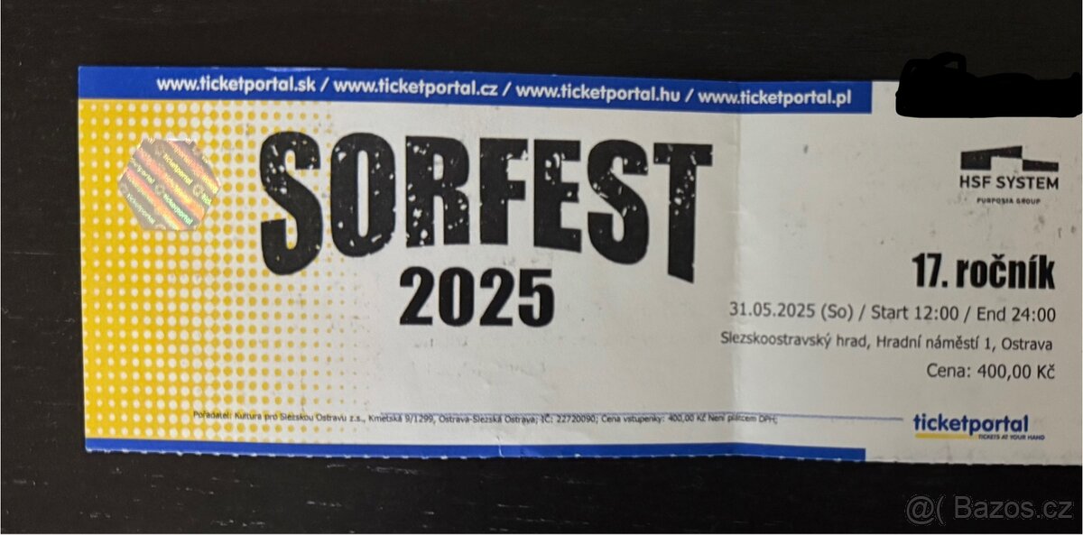 Prodám vstupenku na sorfest 2025