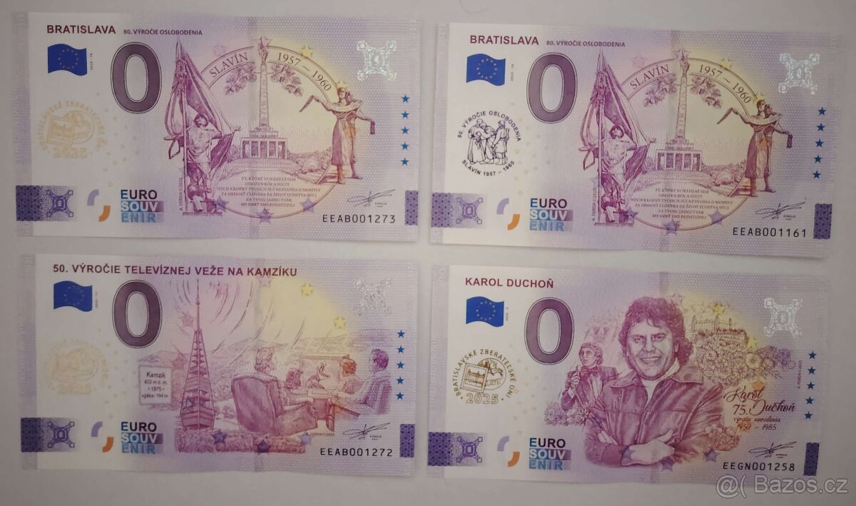 0€ / 0 euro suvenírová bankovka prítlač gold  - výmena