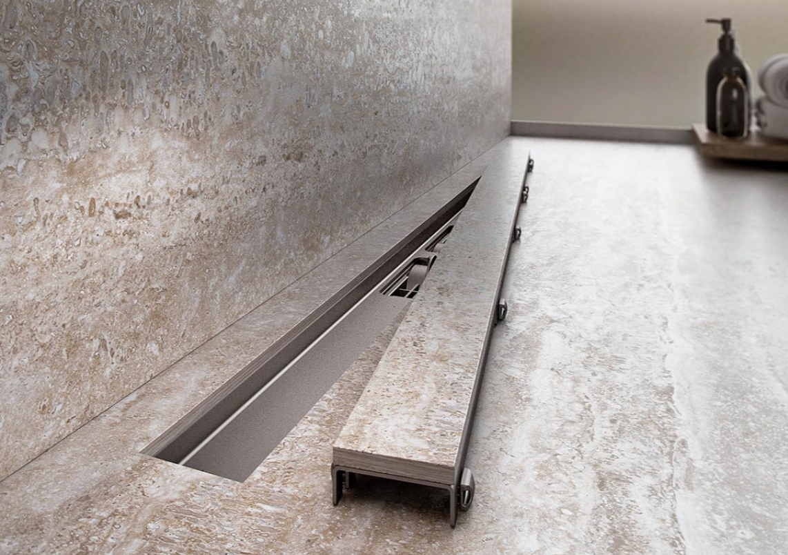 ALCA podlahový žlab bez okraje s roštem pro vložení dlažby