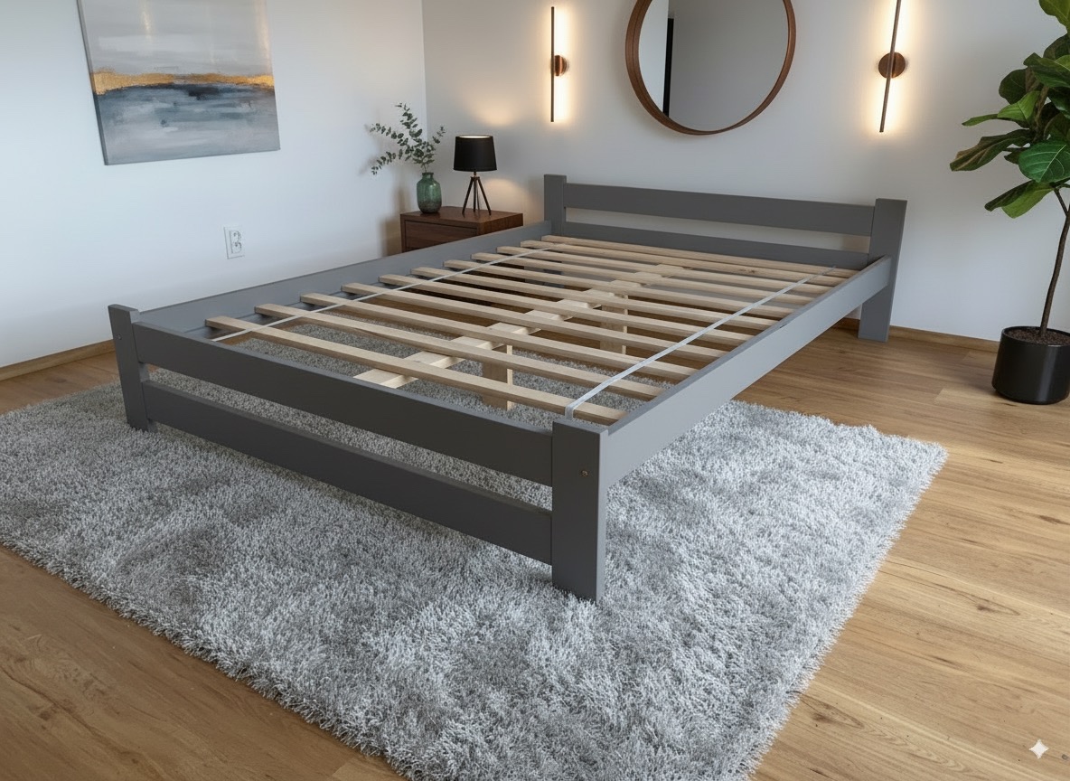 Nová postel MASIV BOROVICE šeda 160x200cm + rošt