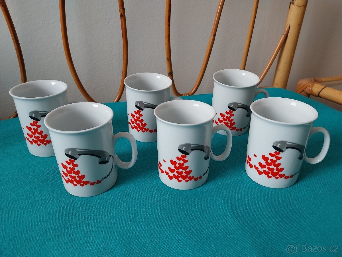 hrnečky - hrnky se srdíčky, sada 6 kusů