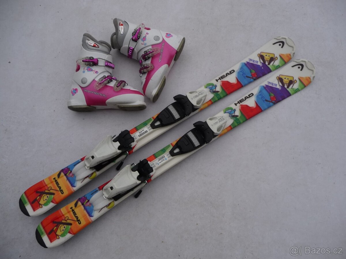 194. Detske lyže HEAD - 115cm + boty ROSSIGNOL 33,5 eu SET