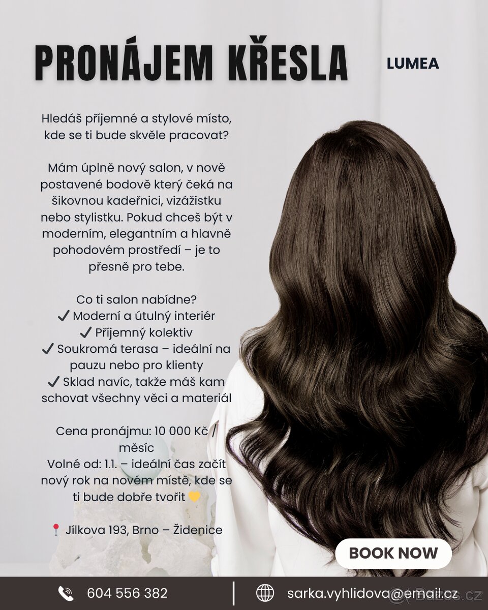 Pronájem křesla pro kadeřnici