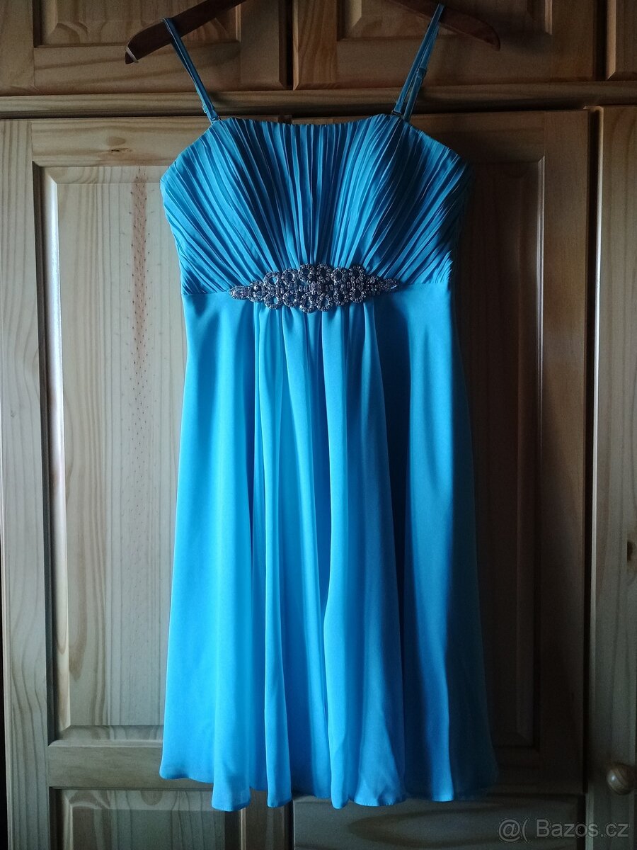 Krásné tyrkysové šaty na ples či do tanečních, velikost 38
