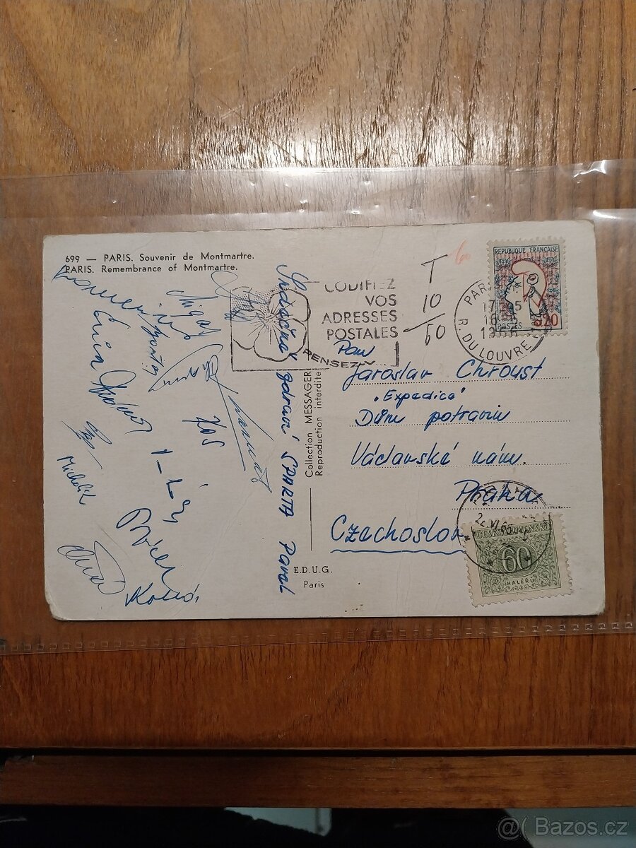 SPARTA autogramy na pohlednici