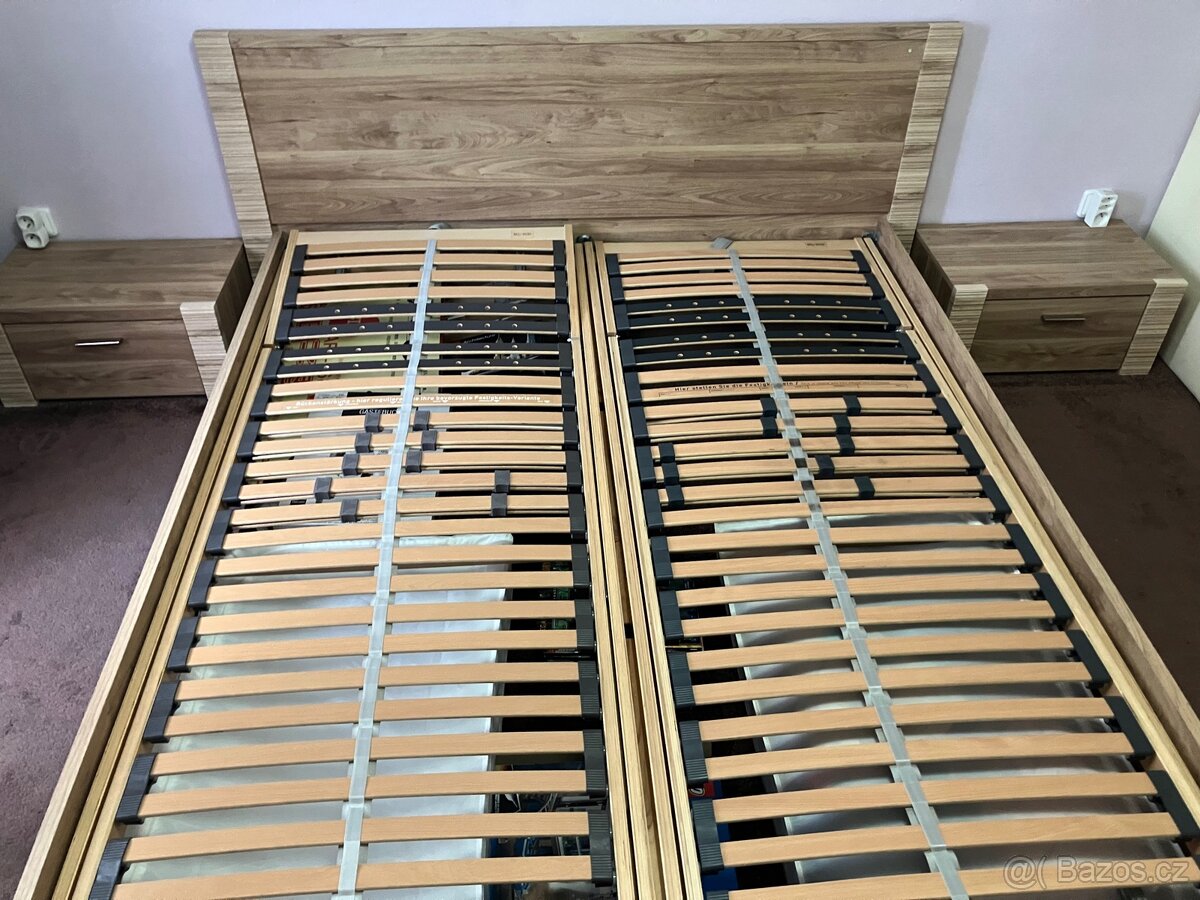 Rám postele, rošty a dva noční stolky - Jena nábytek, wenge