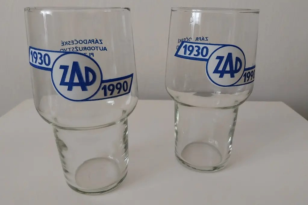 ZAP Západočeské autodružstvo Plzeň, skleničky z r. 1990