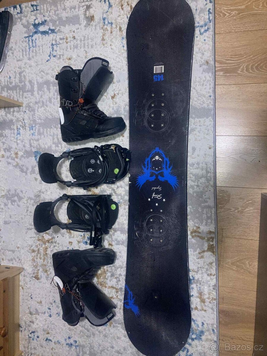 Snowboard STUF - Symbol 145 + vázáni STUF - Matrix; Boty Nit