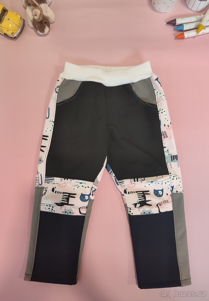 Dětské softshellové kalhoty kočičky vel.98