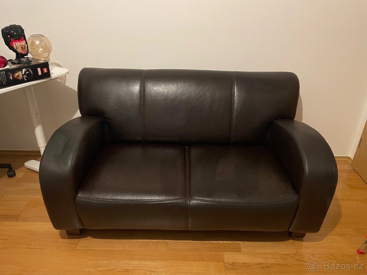 Vintage kožený gauč tmavě hnědý