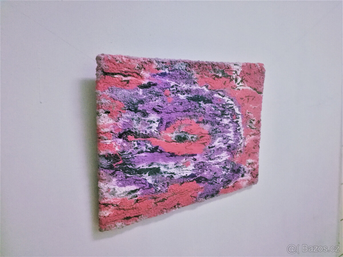 NOVÝ - dekorativní obraz na zeď z kamínků malba - cihlový