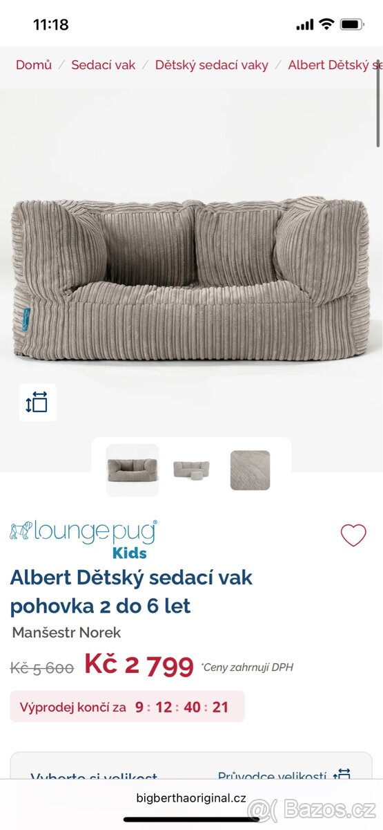 Dětský sedací vak pohovka