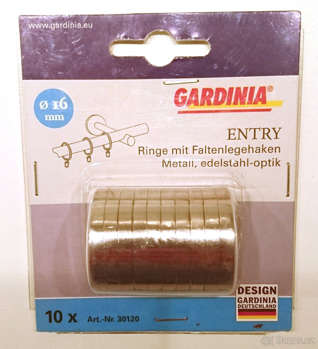 Kroužky na závěsy záclony Gardinia Entry 16 mm