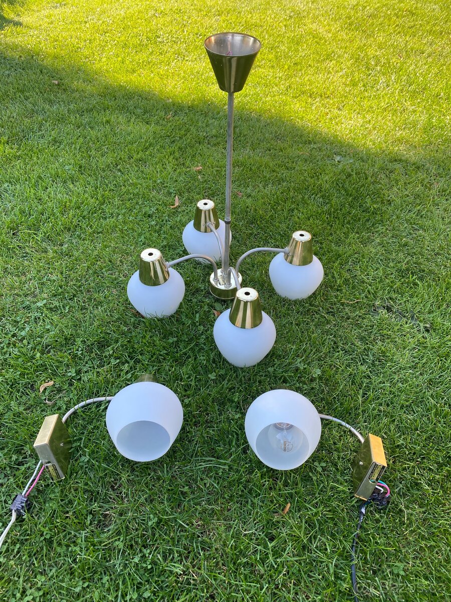 starý lustr kamenický šenov retro lustr nástěnná lampička