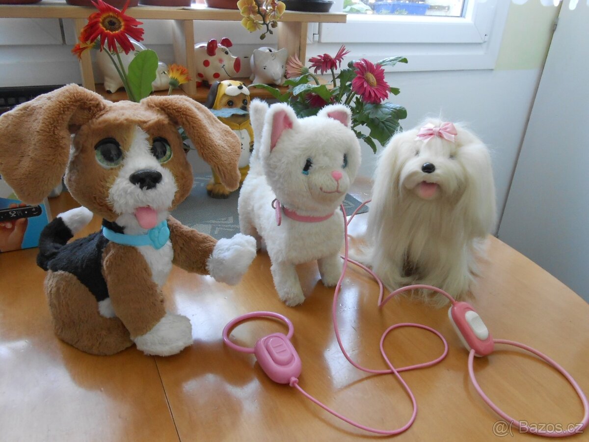 2x pejsek + 1x kočička na baterky - známky používání