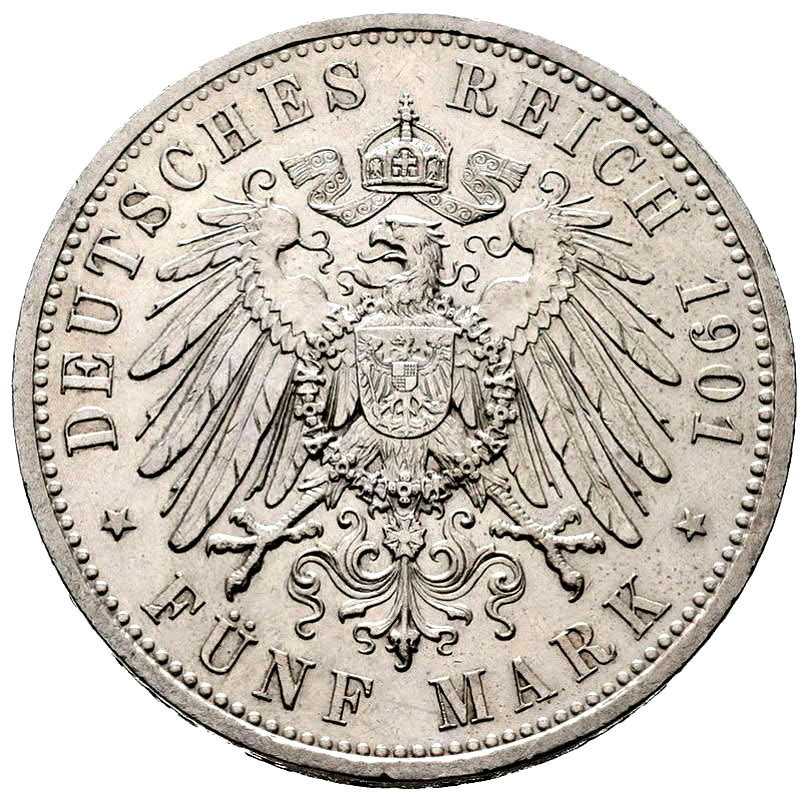 mince stříbro Vilém II. staré Prusko.