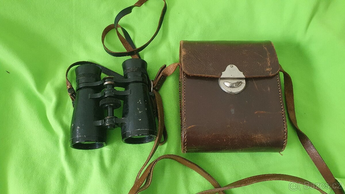 Starý dalekohled 6x40 s pouzdrem a Stará hračka - dělo na ka