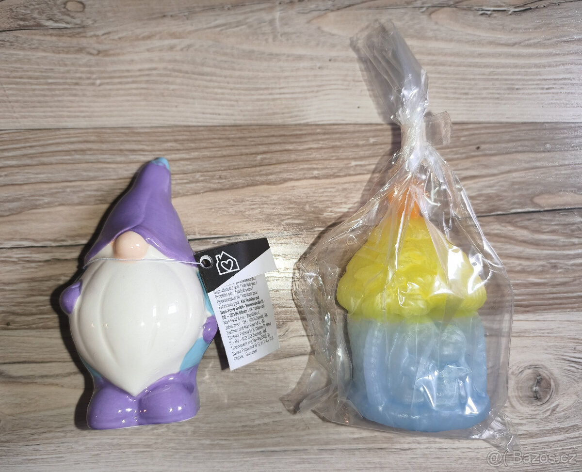 Vánoční svíčka Betlém + porcelánový skřítek