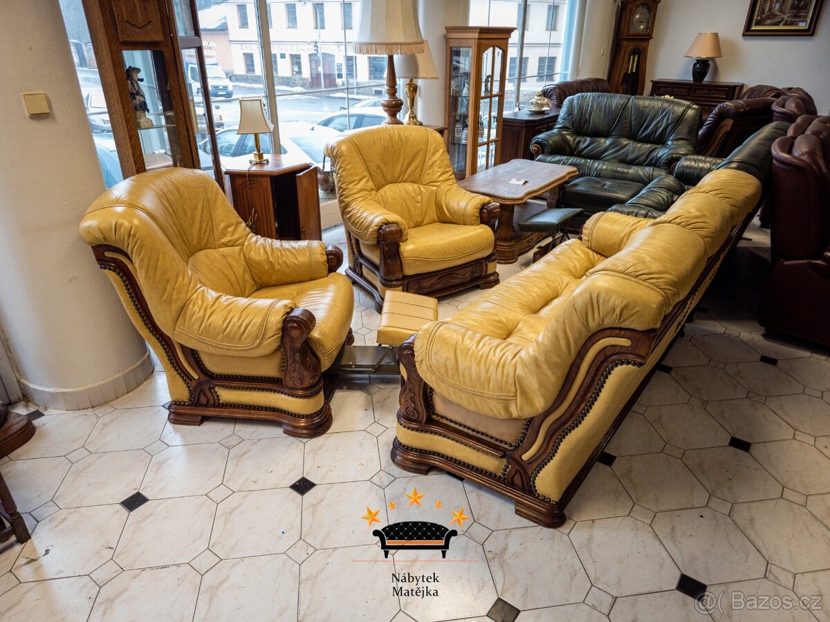 Sedací kožená souprava 3+1+1