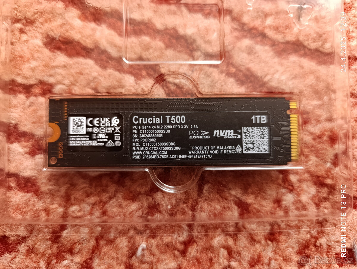NVME 1TB CRUCIAL T500 - PCIe 4.0 4x NVMe- CTENI 7300MB/S