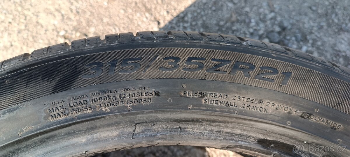 315/35 r21 Hankook letní 7mm
