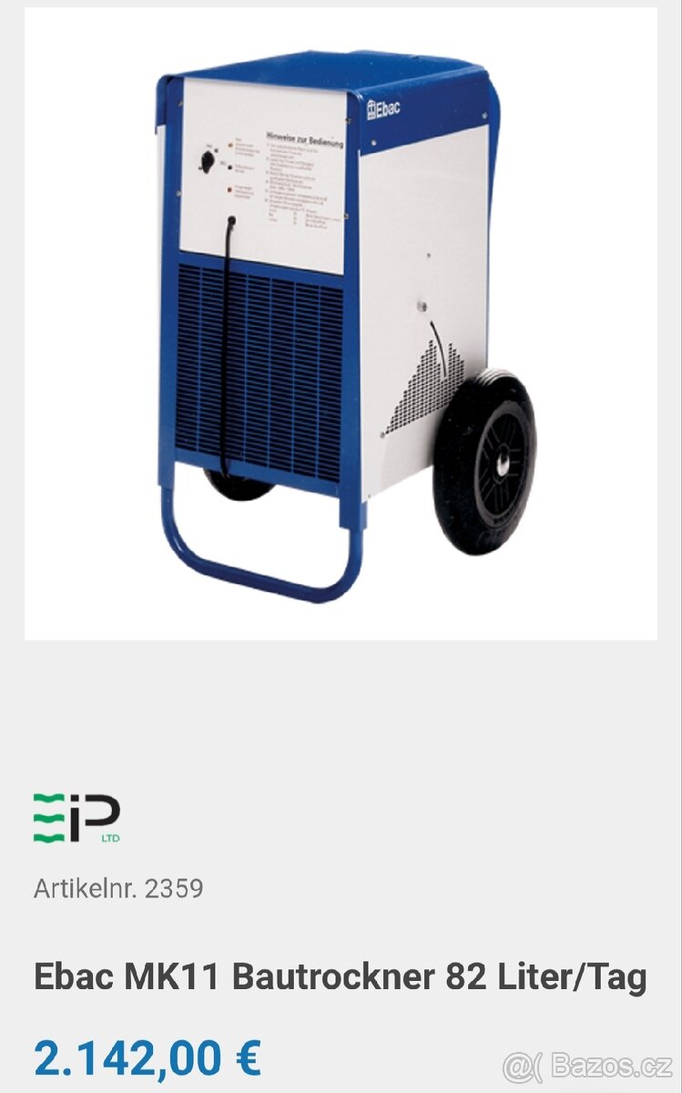 Průmyslový vysoušeč budov EBAC MK11